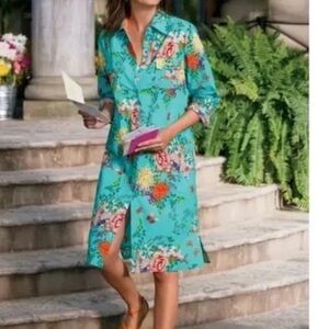 Soft Surroundings NEW Floral & Butterfly Shirt Dress